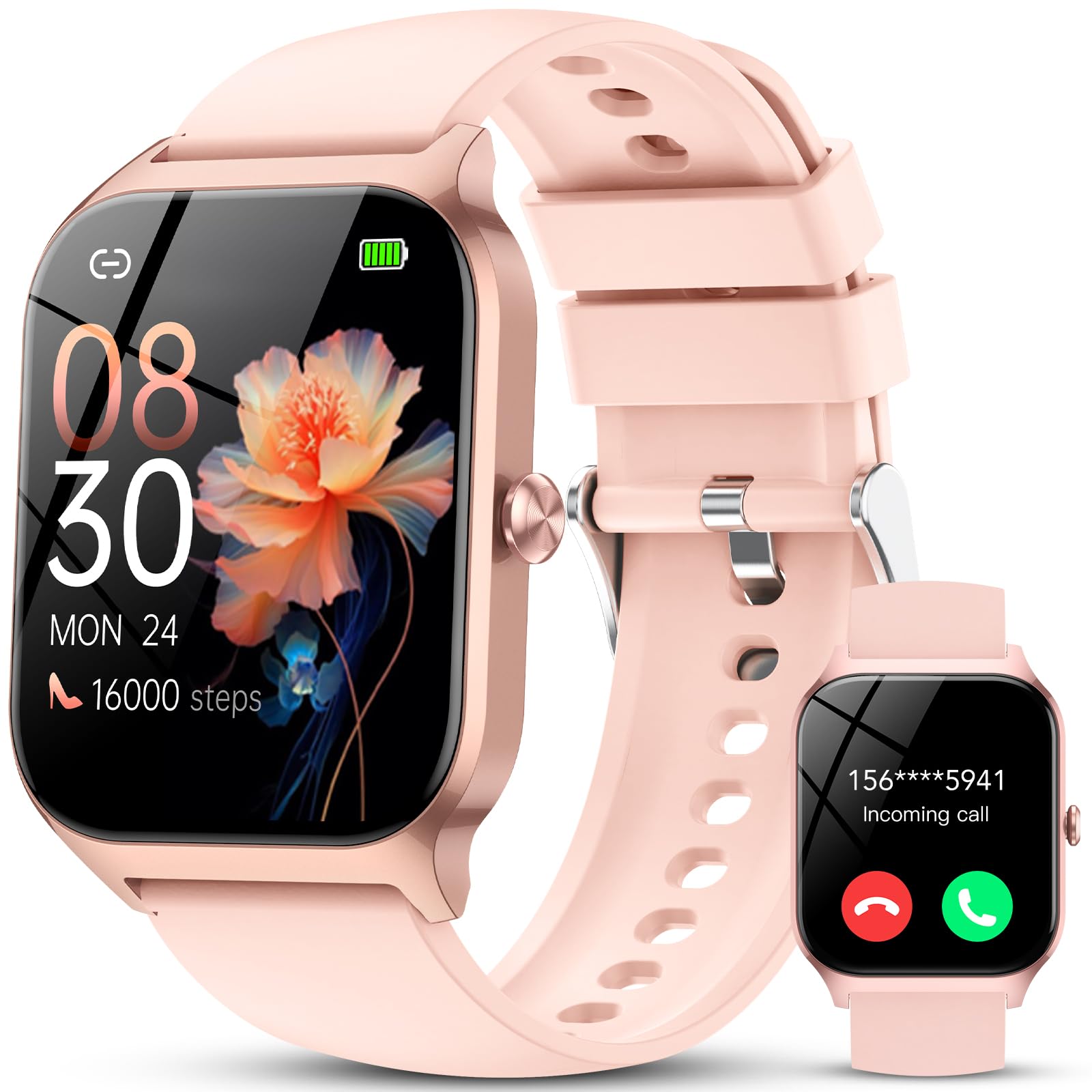 CASCHO Smartwatch Damen Herren, 1.85" HD Smart Watch, 115+ Modi, Fitness Tracker mit Bluetooth Telefonie, IP68 Wasserdicht Schrittzähler Uhr mit bis zu 30 Tage Standby für iOS und Android,Rosa Rose Angebot bei HelloDeals