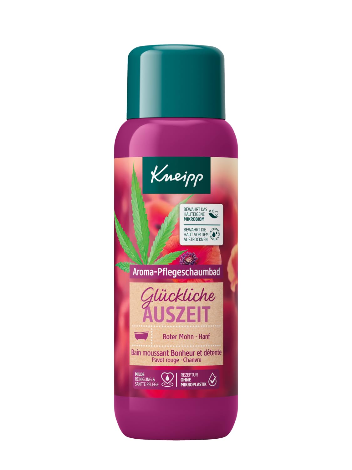 Kneipp Aroma-Pflegeschaumbad Glückliche Auszeit - mit natürlichen Ölen aus Rotem Mohn und Hanf - Rezeptur 400 ml (1er Pack) Single Angebot bei HelloDeals