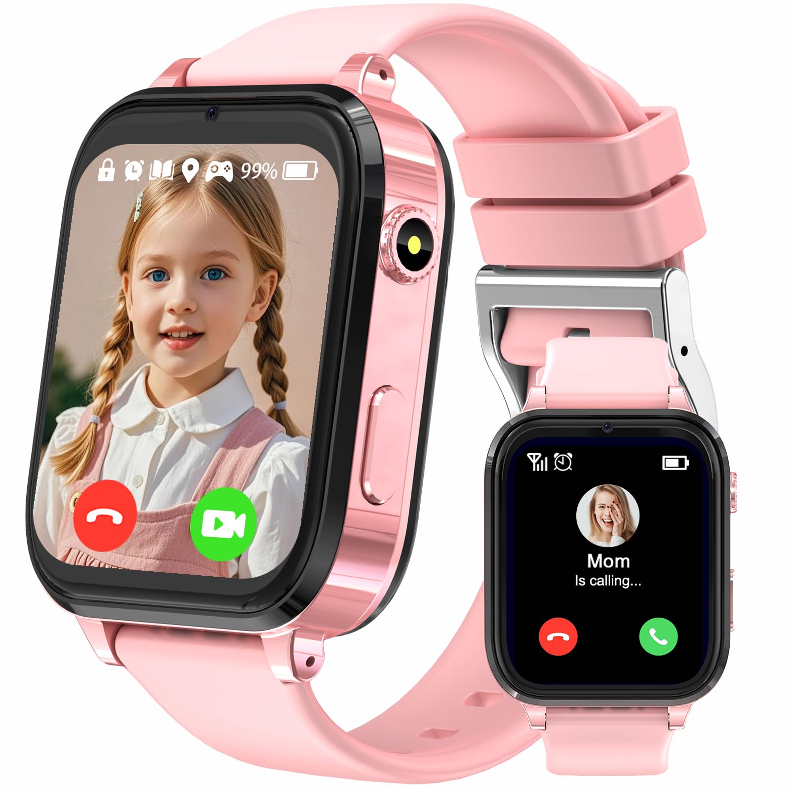 clleylise Smartwatch Kinder mit GPS und Telefon, 4G Kinder Smartwatch, Voice Chat, SOS IP68 Wasserdicht Spiel Wecker Touchscreen, Smart Watch für Jungen Mädchen 4-16 Jahre (Rosa 4G) Angebot bei HelloDeals