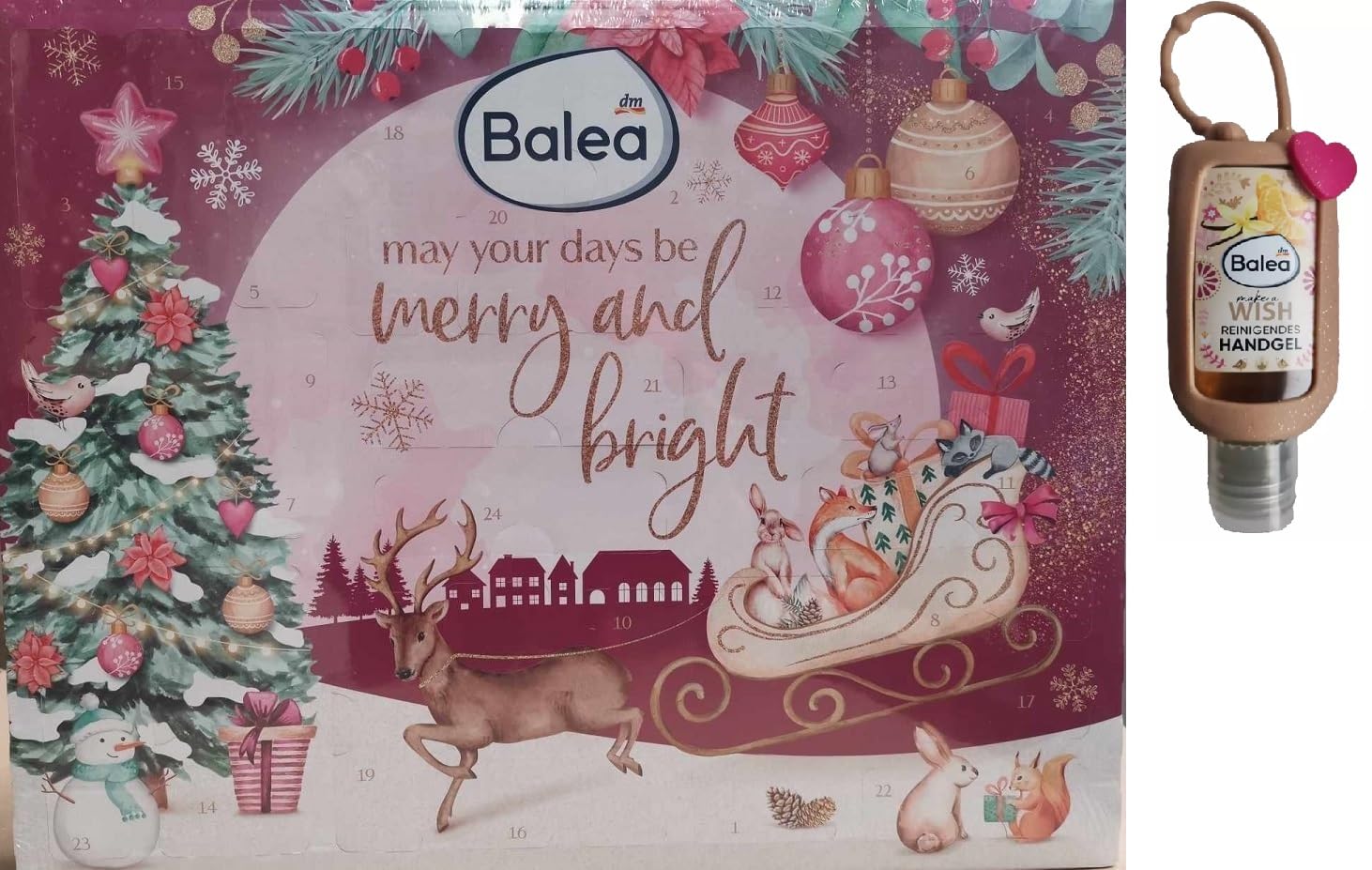 Balea Adventskalender 2023 - Advent Calendar - Beauty - Kosmetik - MakeUp - Limitiert + Handgel in Silikonhülle Set make a wish Angebot bei HelloDeals