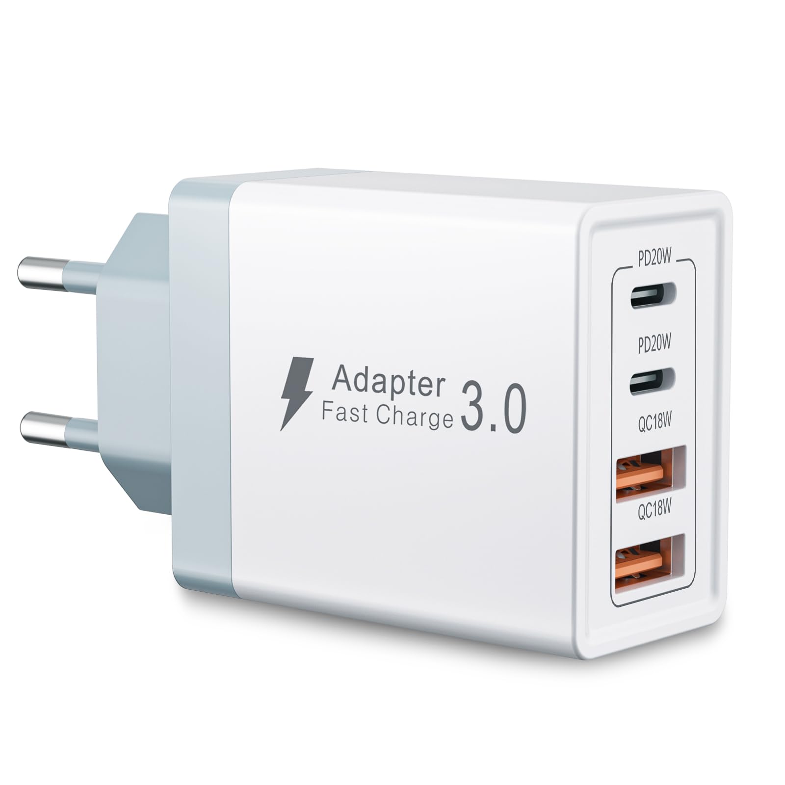 USB C Ladegerät, 4 Ports Mehrfach Ladegerät mit USB C und USB A, 45W Schnellladegerät PD 3.0 USB Netzteil für Apple iPhone 17 16 15 14 13 12 11 Pro Max, Mini SE XS XR, iPad, Samsung USBC Ladestecker Weiß Angebot bei HelloDeals