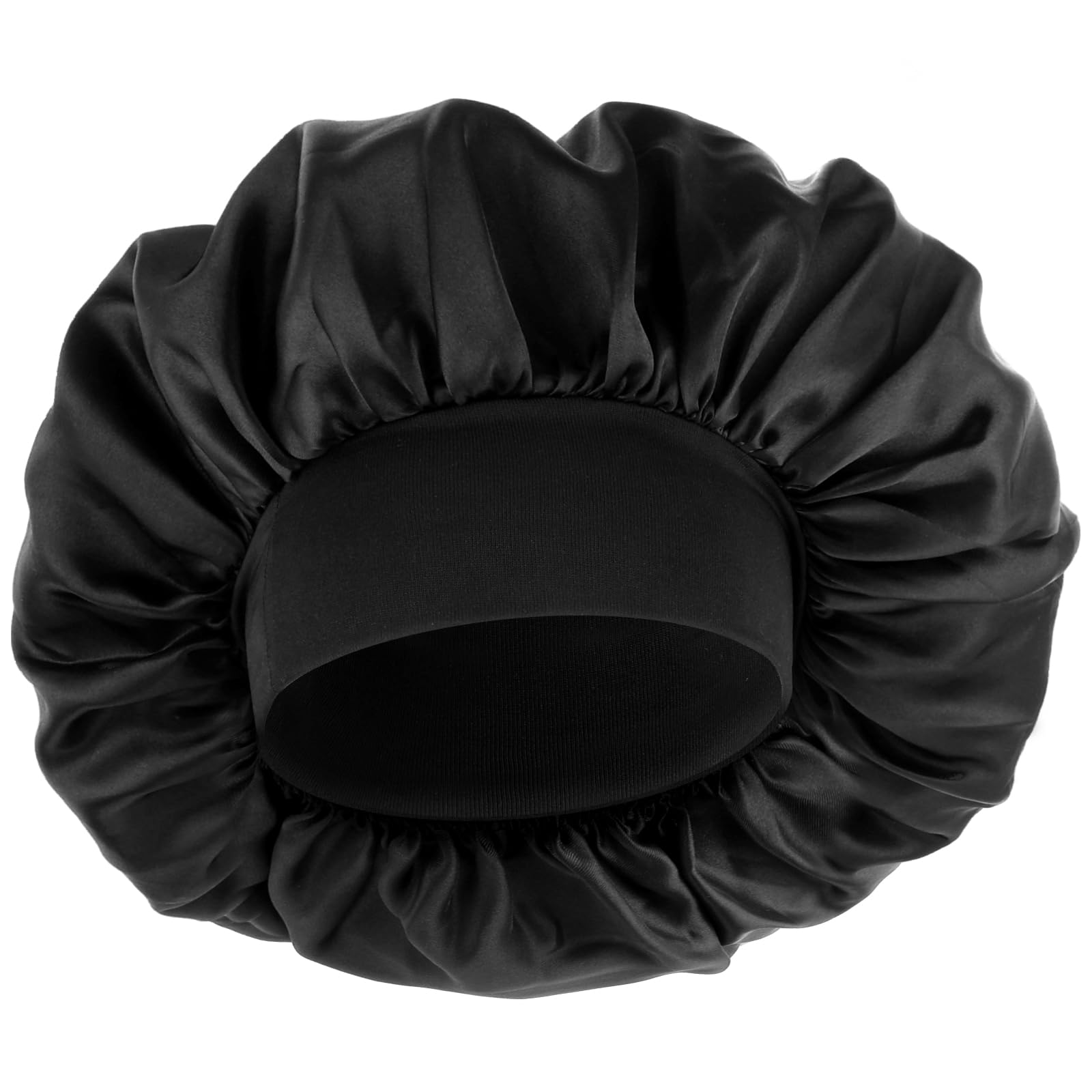 WLLHYF Seidenhaube für Männer Satinhaube Elastisches Band Schlafmütze aus Seide Schwarz Weich Verstellbare Haarkappe Haarwickel Große Hauben für Schlafende Frauen Angebot bei HelloDeals