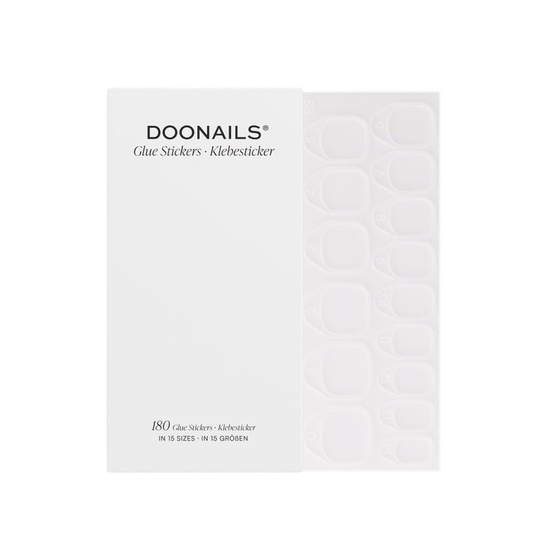 Doonails – Glue Sticker Nagel Klebepads – 180 Stück Klebesticker in 15 Größen – Doppelseitiger Nagelkleber für Kunstnägel, Press On Nails & Tips – Selbstklebende Nagel Aufkleber mit super Haftung 1x 180 Stück Angebot bei HelloDeals