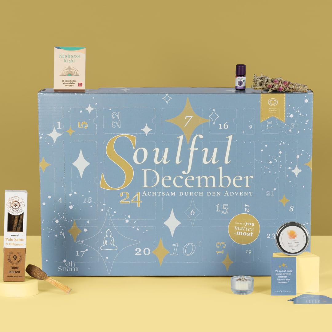 Oh Shanti® Adventskalender Selfcare 2025 | 24 hochwertige Produkte für Selbstfürsorge inkl. einer Affirmationskarte in jedem Törchen | Naturkosmetik, Kerzen, Edelsteinen & mehr | 100% Vegan, Beige Angebot bei HelloDeals