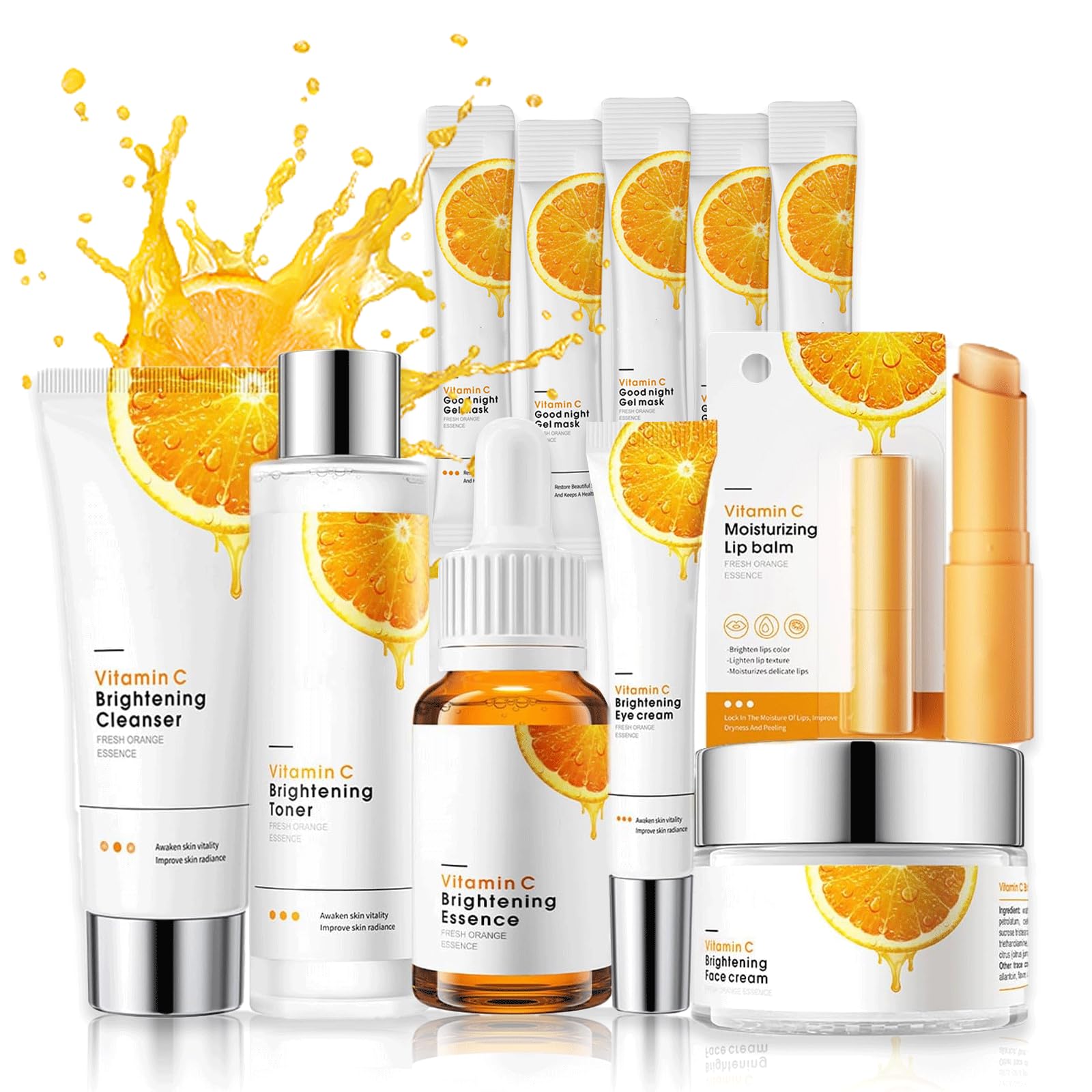 Shefave Granatapfels Gesichtspflege Set Damen Effektive Hautpflege Set mit Reiniger, Toner, Gesichtsserum, Augencreme, Gesichtscreme (M, stück, 11) Angebot bei HelloDeals