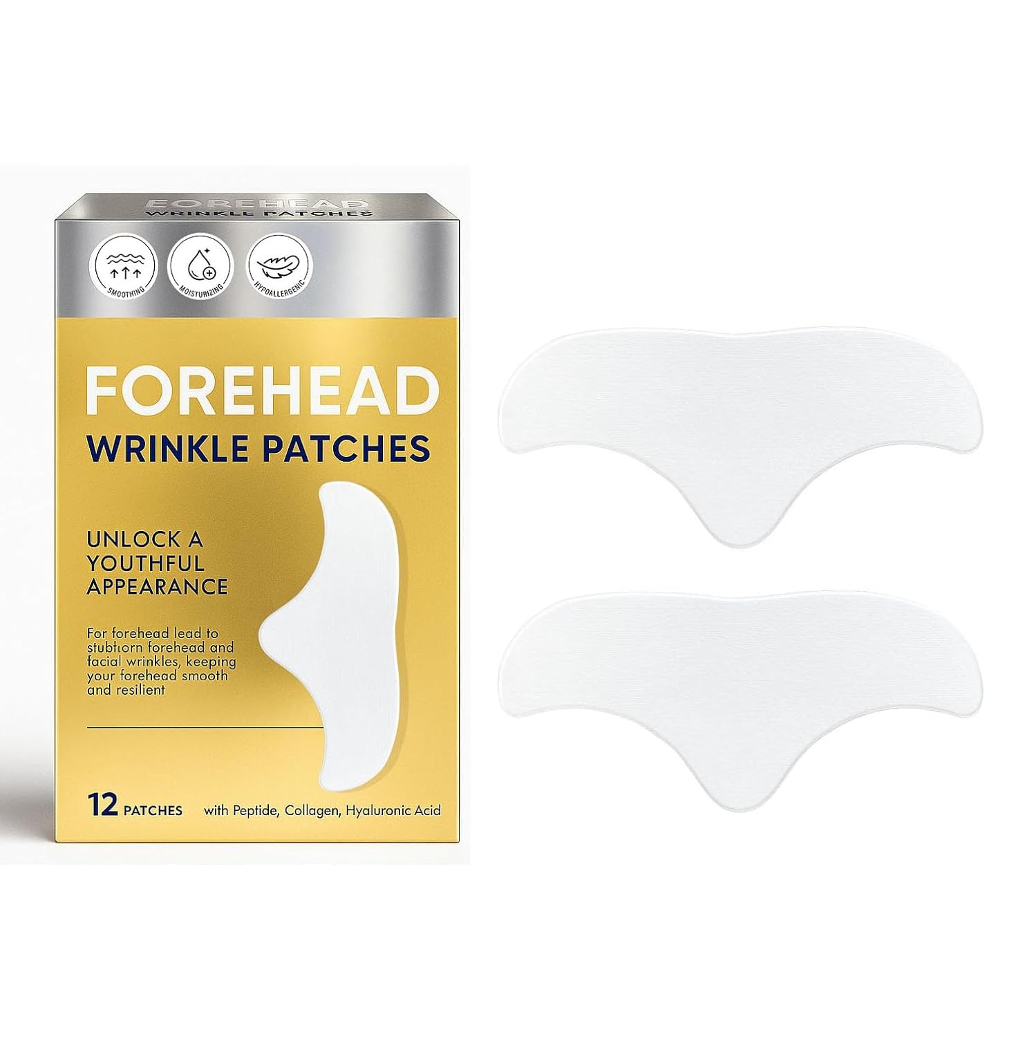 Zornesfalte Pflaster, 12 Stirnfaltenpflaster zur Beseitigung von Stirnfalten, Reduzierung von Falten und Fältchen, wiederverwendbar, für alle Hauttypen geeignet. black Angebot bei HelloDeals