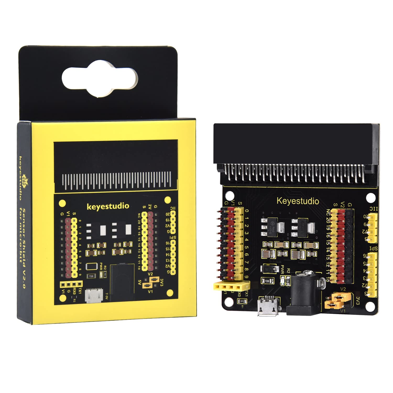 KEYESTUDIO BBC Micro:bit Breakout Adapter Sensor Shield für Micro bit V1, V2 DIY-Programmierprojekt Starter Kit Angebot bei HelloDeals