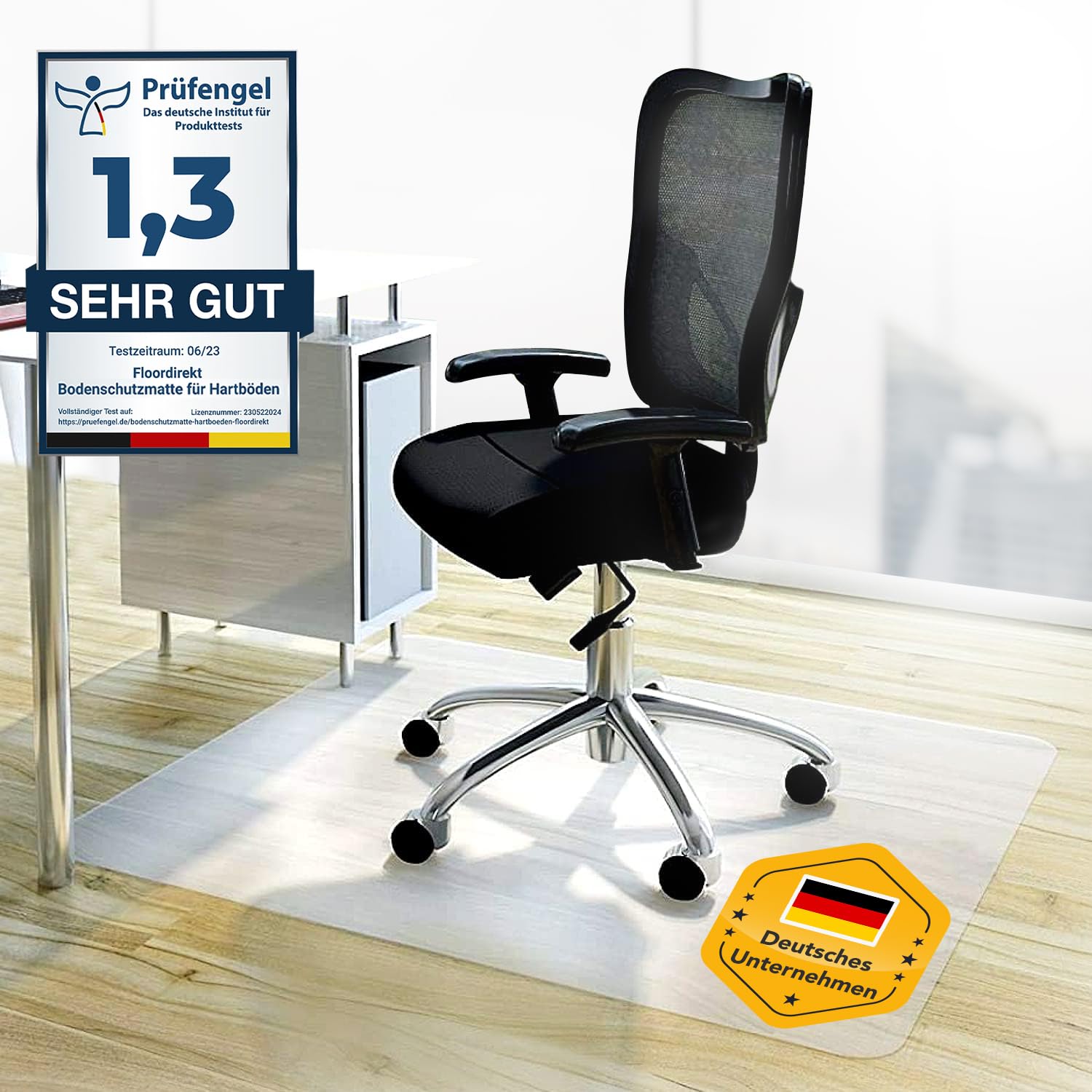 Floordirekt Bodenschutzmatte - Kratzfest, rutschfest, Milchweiß - Bodenmatte, Bodenschutz, Bürostuhlunterlage, Unterlegmatte, Schutzmatte für Laminat, Parkett, Hartböden (100 x 120 cm) Angebot bei HelloDeals