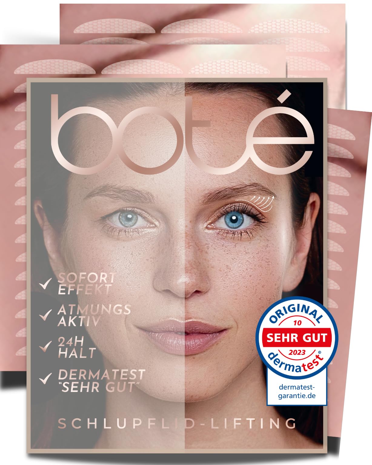 BOTÉ 144 Schlupflider Stripes unsichtbar & atmungsaktiv (L) - Lidstraffung Strips für strahlende Augen - Eyelid Stickers gegen Schlupflider - Schlupflid Stripes - Dermatest "sehr gut" - NEUE GRÖSSEN 144x L Angebot bei HelloDeals