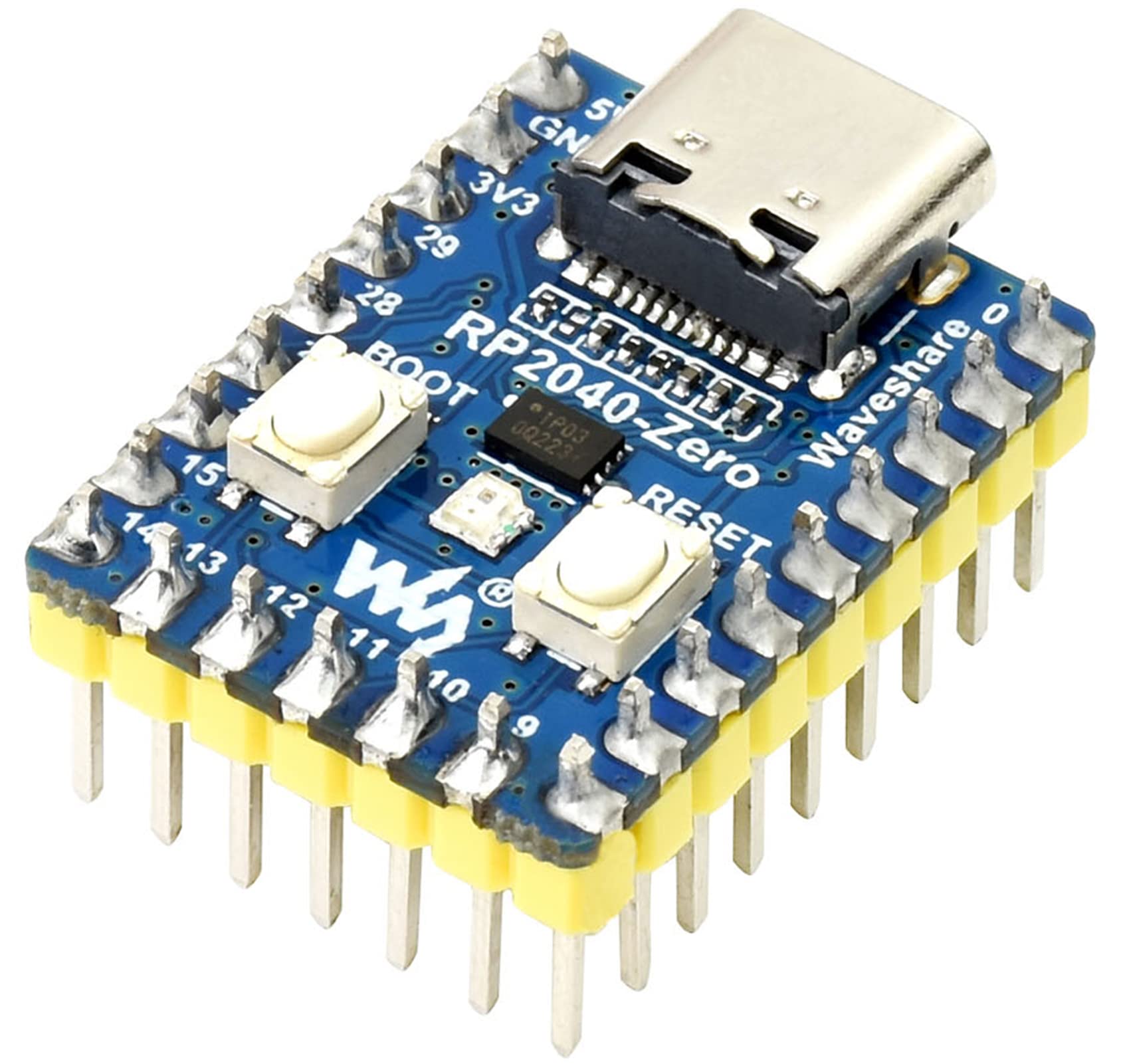 Waveshare RP2040-Zero Board mit Pin Header, Basierend auf Raspberry Pi MCU RP2040, Dual-Core Arm Cortex M0+ Prozessor, Flexibler Takt mit bis zu 133 MHz, Onboard 2MB Flash, USB-C Anschluss RP2040-Zero mit Pinheader Angebot bei HelloDeals