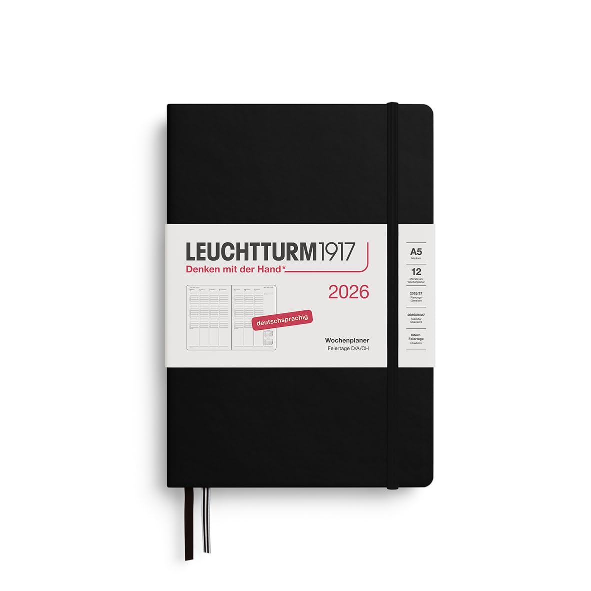 LEUCHTTURM1917 372578 Wochenplaner Medium (A5) 2026, 12 Monate, Schwarz, Deutsch Schwarz Medium (A5) Angebot bei HelloDeals
