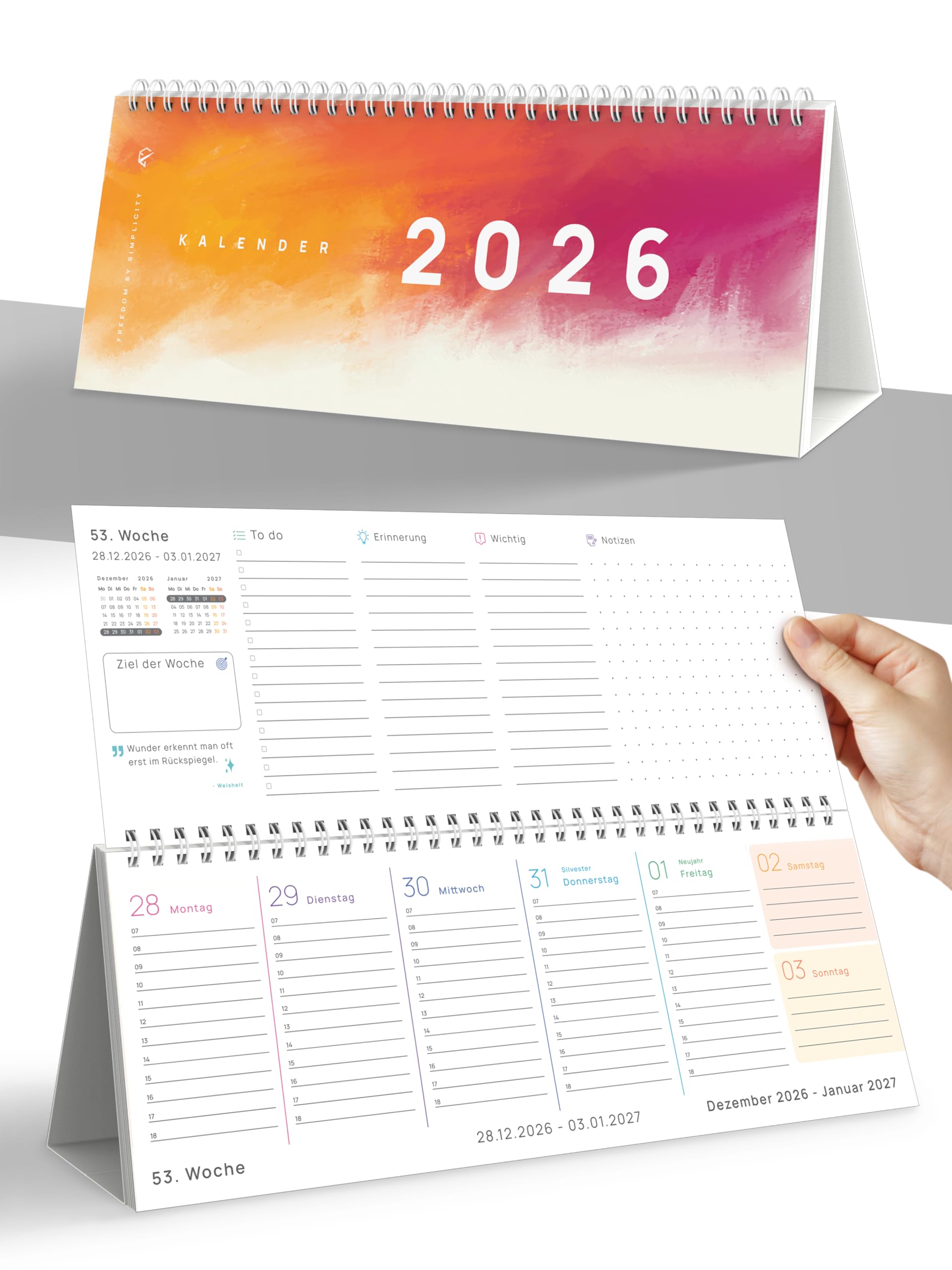 UNITURE® - Bunter Tischkalender Okt. 2025 bis Dez. 2026 Monatskalender - Kalender 2026 Planer mit Monatsansicht Stehkalender - Kalender quer 2026 Tischkalender als Querkalender 2026 Bunter Tischkalender Okt 25 - Dez 26 Angebot bei HelloDeals