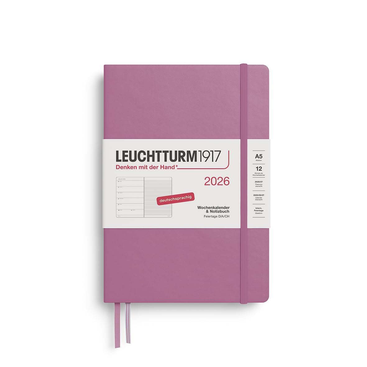 LEUCHTTURM1917 372471 Wochenkalender & Notizbuch Medium (A5) 2026, 12 Monate, Dusty Rose, Deutsch Dusty Rose Medium (A5) Angebot bei HelloDeals