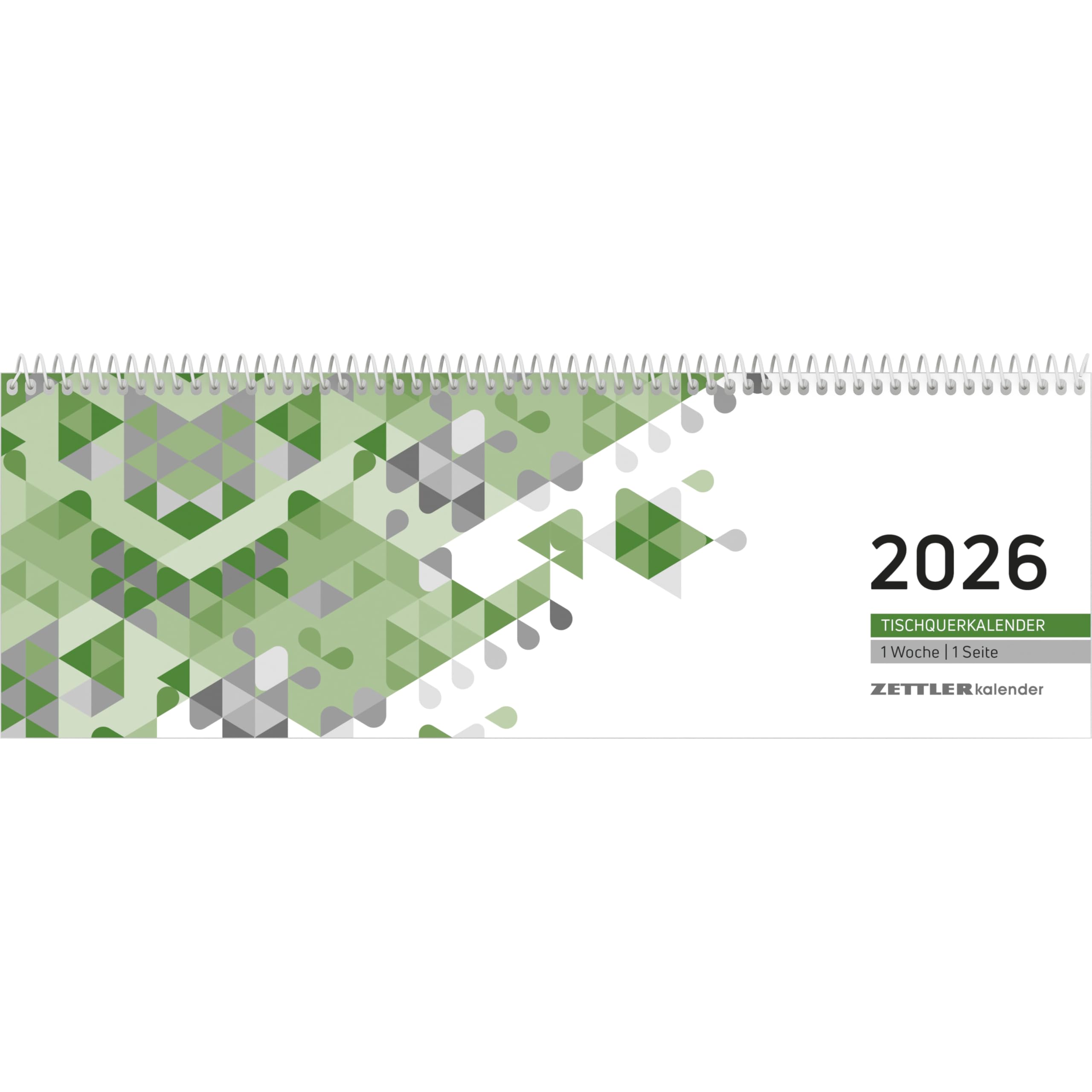 Zettler Tischquerkalender 1W/1S grün 2026 – Wochenkalender 30 × 10 cm, 1 Woche auf 1 Seite mit Stundeneinteilung 7–19 Uhr, FSC-zertifiziert, praktischer Bürokalender für Schreibtisch & Homeoffice Angebot bei HelloDeals