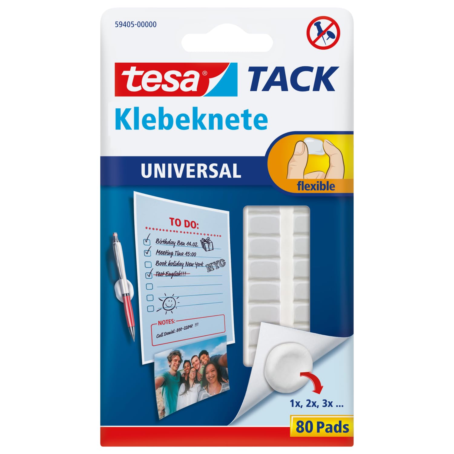 tesa TACK Klebeknete - selbstklebende, formbare Klebepads zum Befestigen leichter Objekte auf festen Oberflächen - weiß, 1 x 80 Stück 80 Stück (Pack of 1) Angebot bei HelloDeals