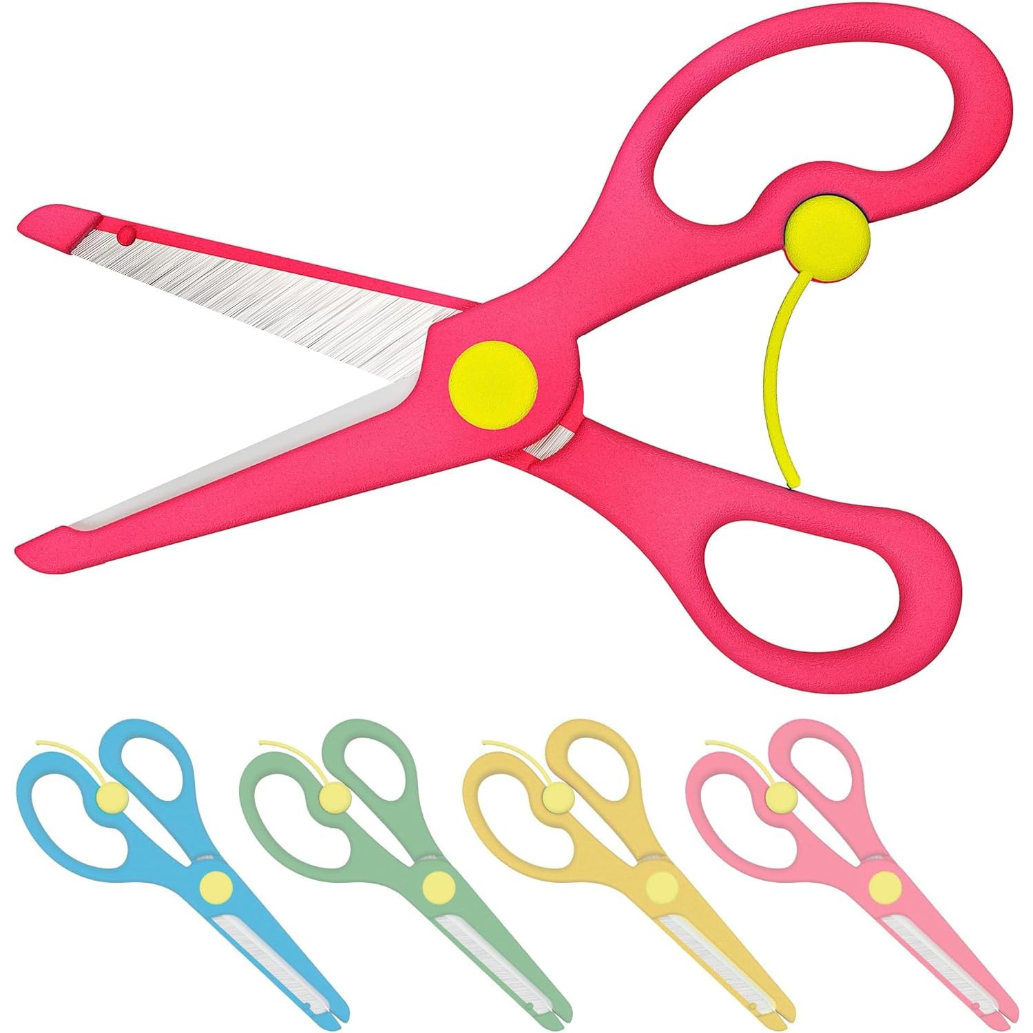 Enid Store Kinderschere ab 2 Jahre mit Sicherung | Rechts- und Linkshänder Kinder Schere mit Feder | Rosa Angebot bei HelloDeals