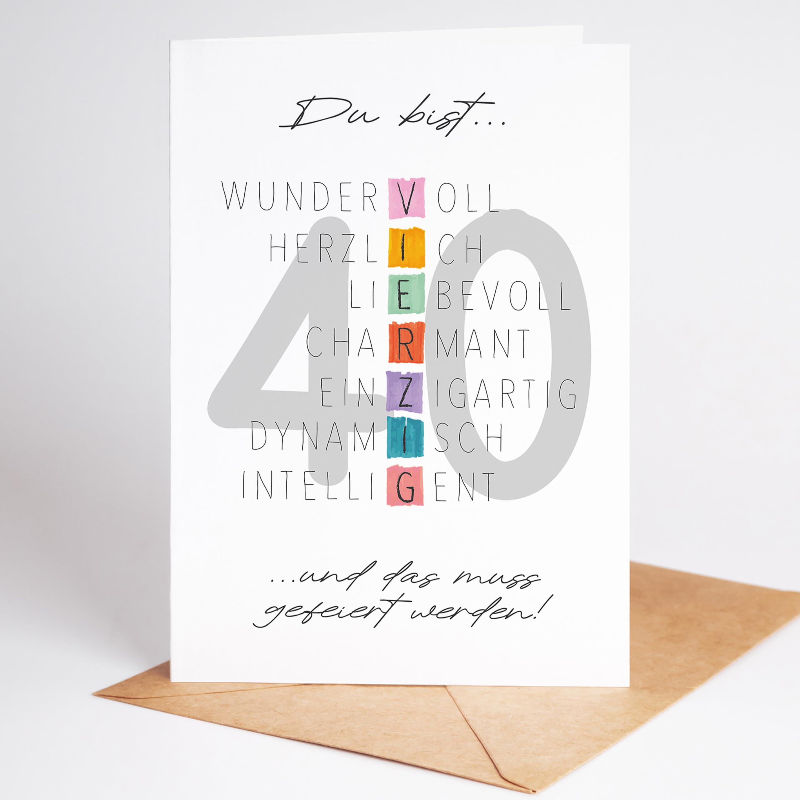 Lovely Cards - Karte zum 40. Geburtstag Frau Mann- Premium Glückwunschkarte Frau 40 Jahre - Geburtstagskarte Mann 40 Jahre - schöne Karte als Geschenk zum 40. Geburtstag Freundin - Grußkarte A6 40 Jahre L (DIN-A6) Angebot bei HelloDeals