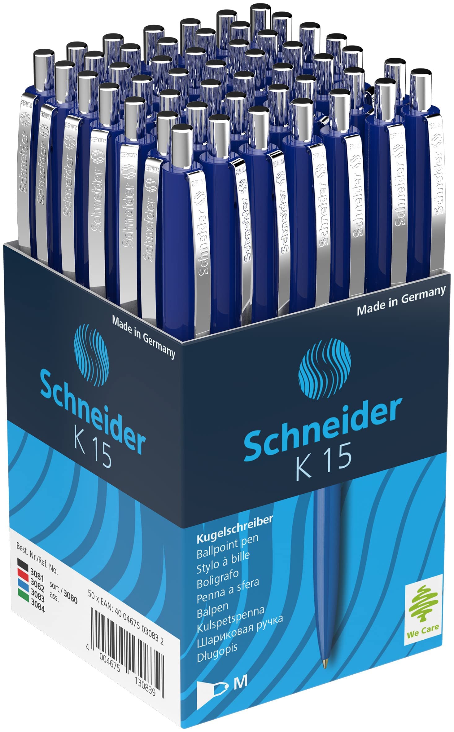 Schneider 3083 K15 Druckkugelschreiber (dokumentenecht, Strichstärke: M, Schreibfarbe: blau) 50 Stück, blau blau 50 Stück Single Angebot bei HelloDeals
