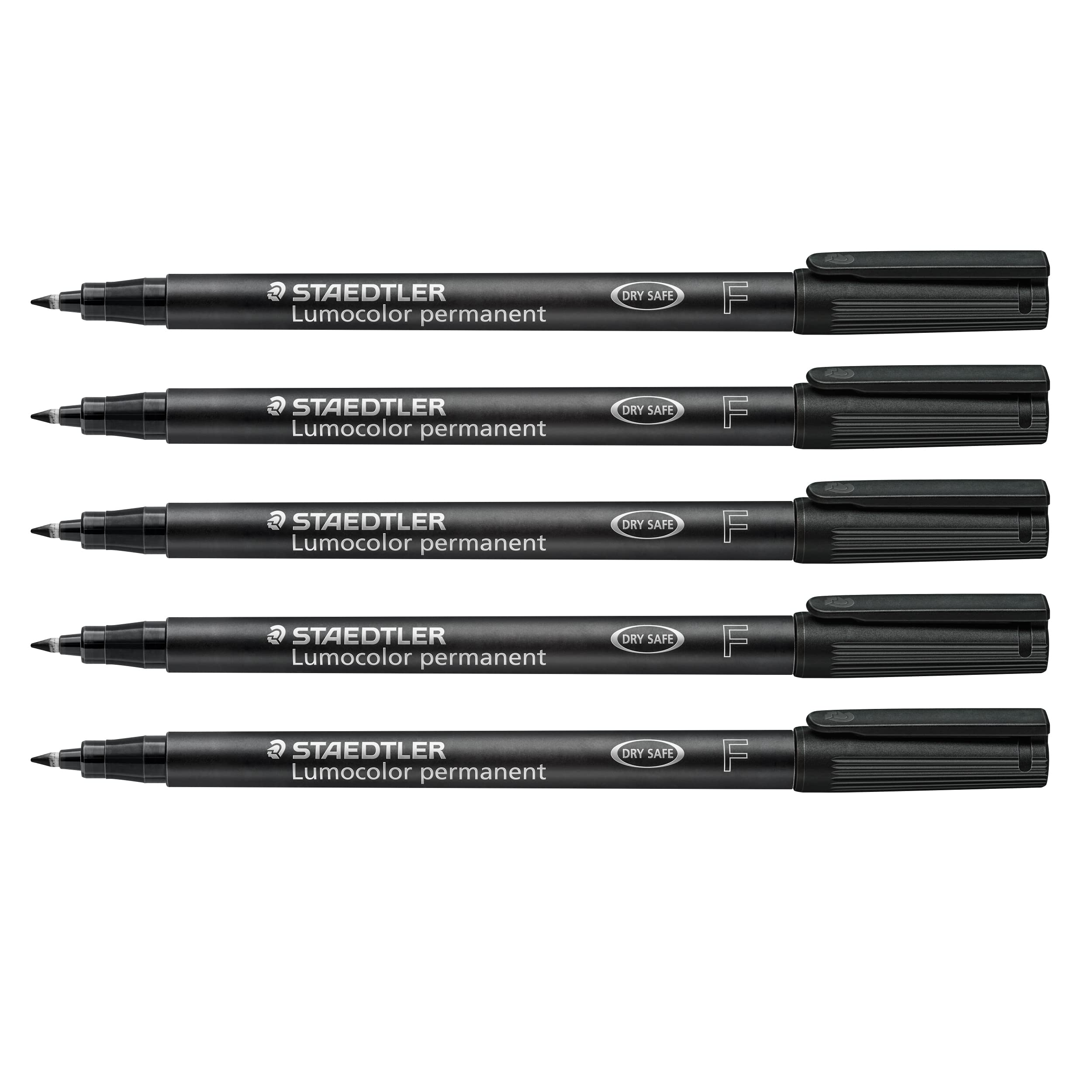 Staedtler Folienstift Lumocolor permanent, wisch- und wasserfest auf fast allen Flächen, Linienbreite F 0,6 mm, nachfüllbar, lange Lebensdauer, 5 schwarze Universalstifte, 318-9X Fein (ca. 0,6 mm) Schwarz 5 Stück Angebot bei HelloDeals