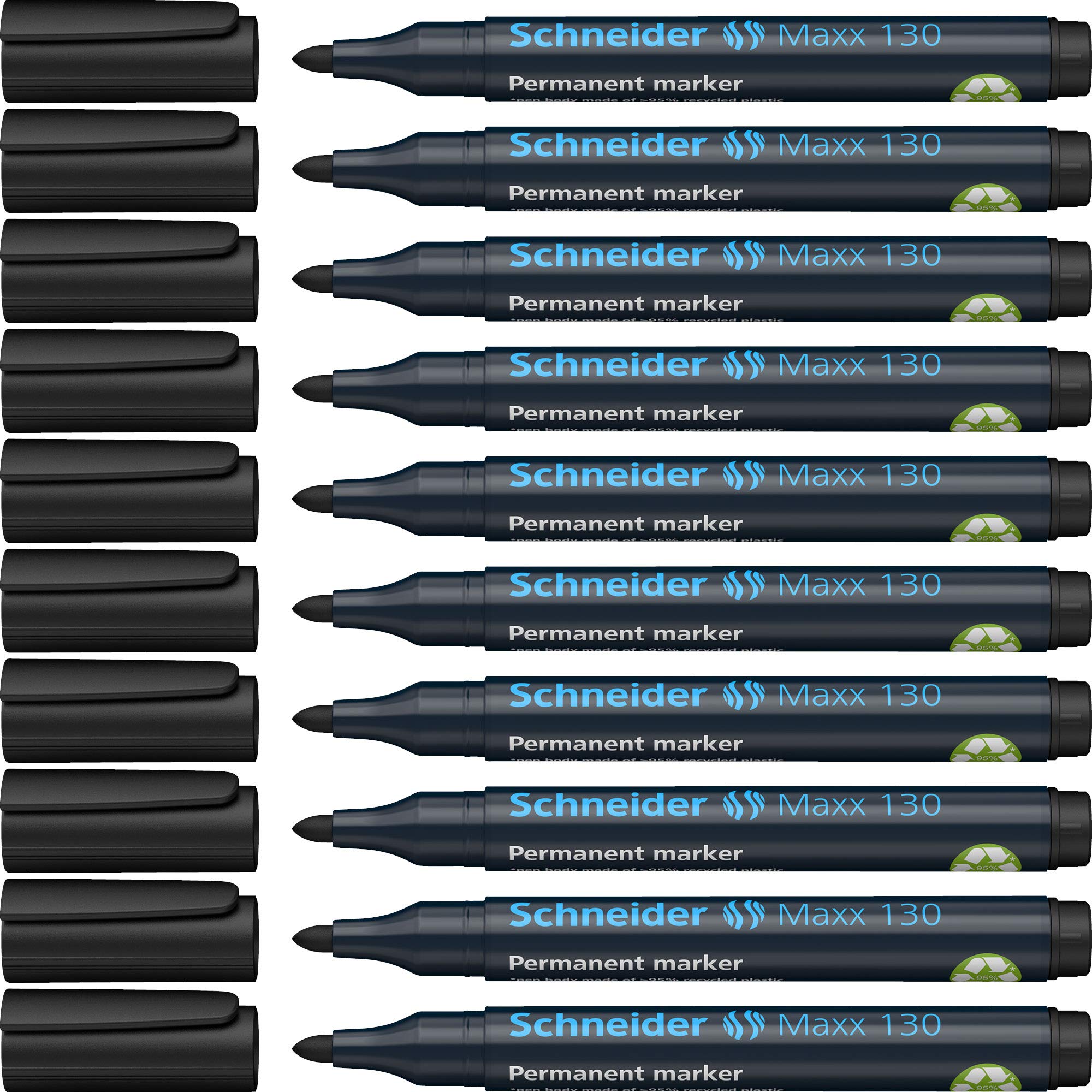 Schneider Maxx 130 Permanent-Marker mit Rundspitze (Strichstärke: 1-3 mm, nachfüllbar) 10er Packung schwarz schwarz 1 stück (10er Pack) Angebot bei HelloDeals