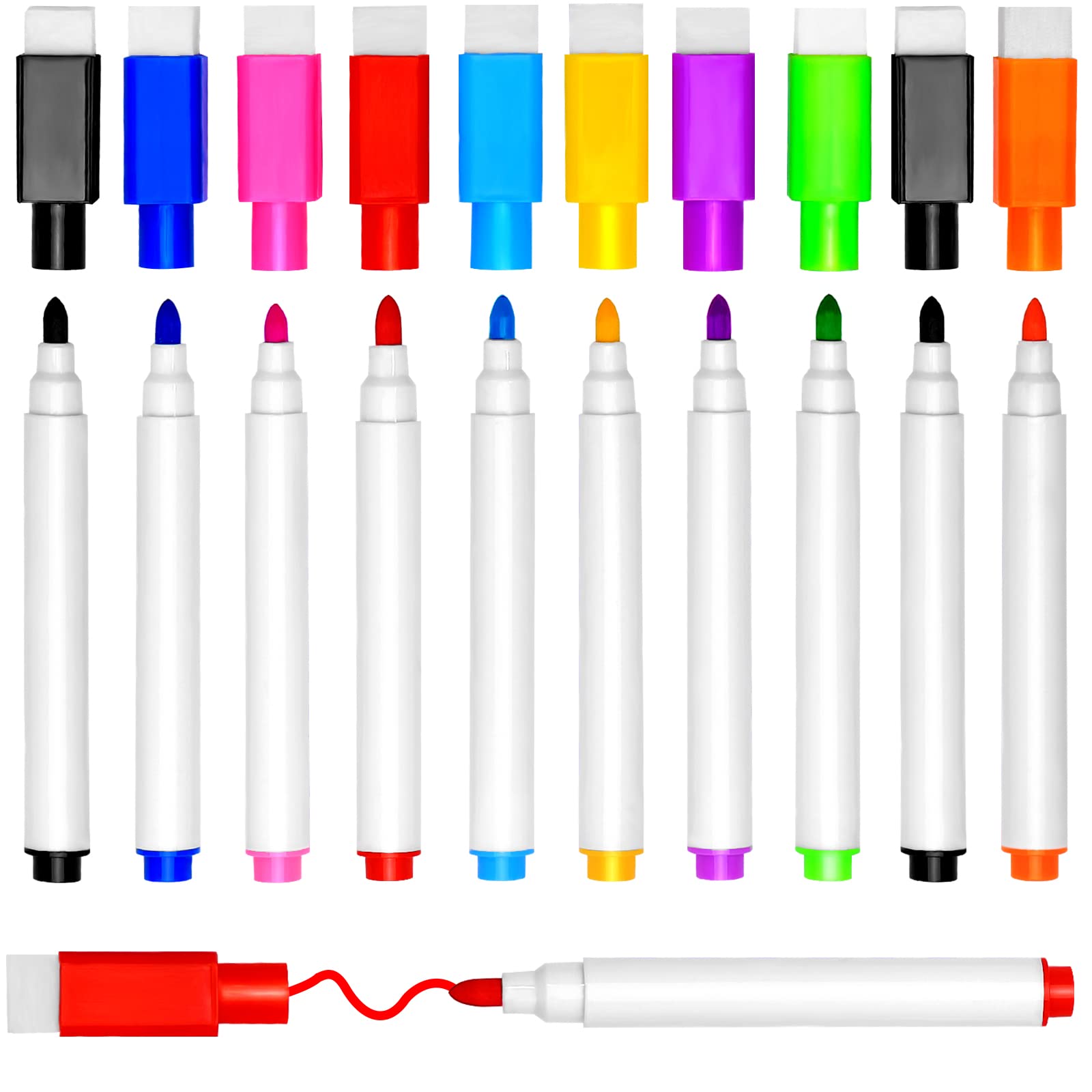 DTYDECLE 10 Stück Whiteboard Stifte, 9 Farbe Whiteboard Marker Magnetische Trockenlösch Abwischbare Marker mit Feiner Spitze für Büro, Schule, Zuhause usw bunt Angebot bei HelloDeals