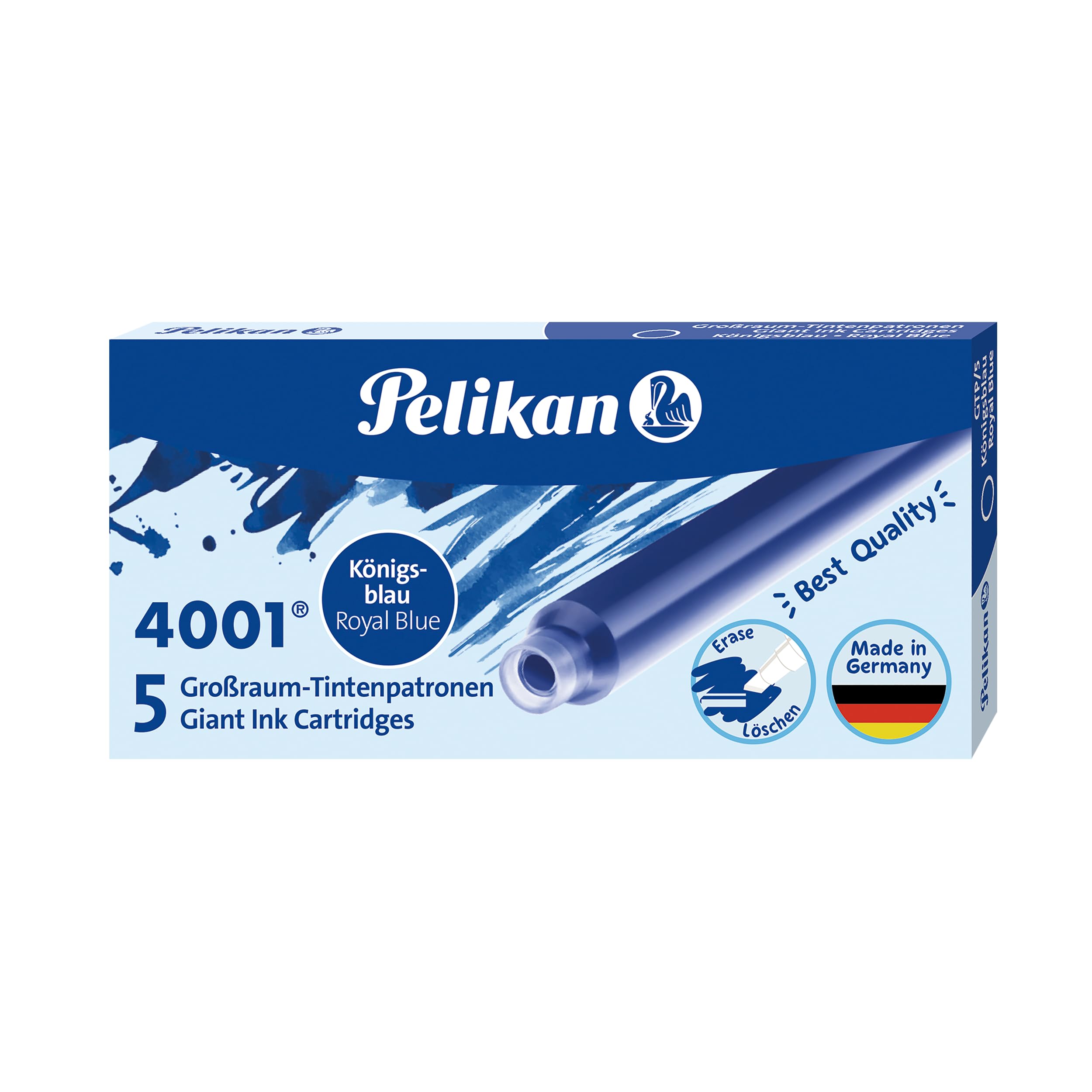 Pelikan Großraum-Tintenpatrone 4001 Tinte Königsblau, 5 Stück Königsblau 7,6 x 3,8 x 0,8 cm Angebot bei HelloDeals