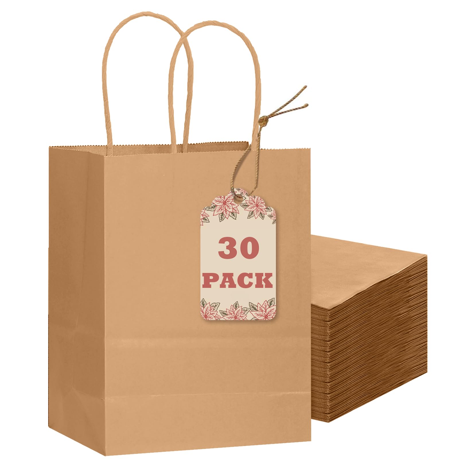 Gcardist 30-Packs braun Geschenk-Taschen mit Griffen Bulk 8.3"x6"x3.15" kleine Größe Kraftpapier Taschen mehrere Verwendungen (15x8x21, kleine Größe) 1 stück (30er Pack) Angebot bei HelloDeals