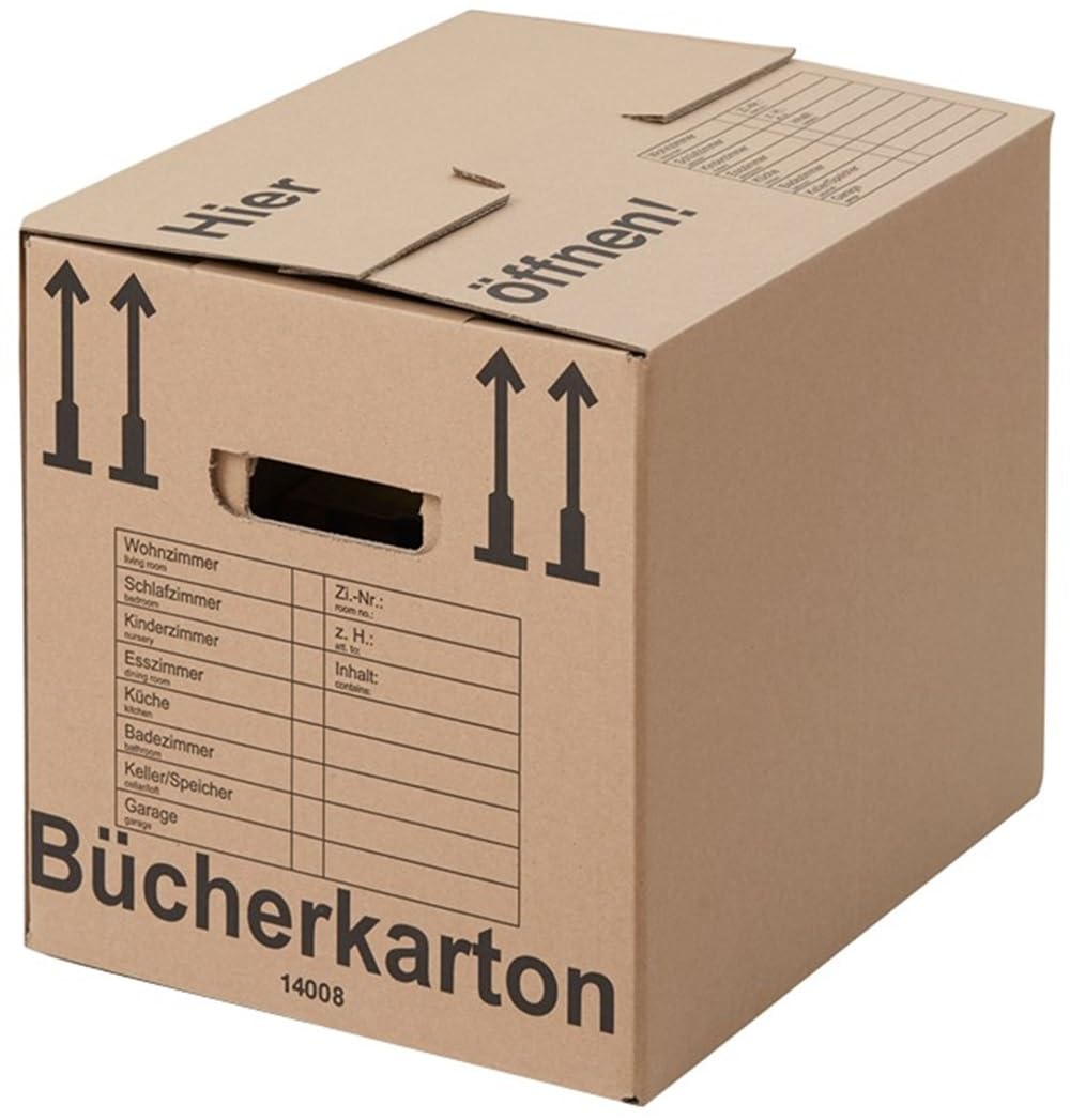 BB-Verpackungen 10x Bücherkartons Aktenkarton COMPACT 410 x 328 x 348 mm (10 Stück) 2-wellig | doppelter Boden, recycelte Pappe und dreifach Griffverstärkung 10 Small Angebot bei HelloDeals