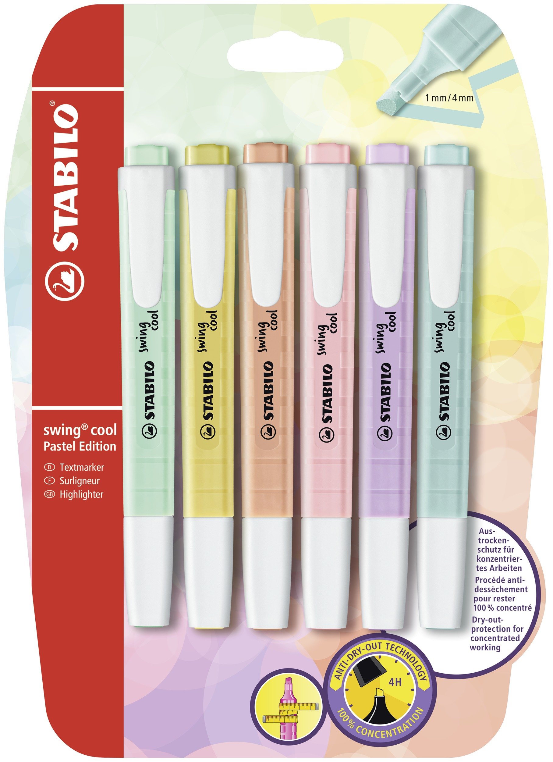STABILO - Textmarker - swing cool Pastel - 6er Pack - mit 6 verschiedenen Farben 6 Farben 6 stück (1er Pack) 6er Pack Angebot bei HelloDeals