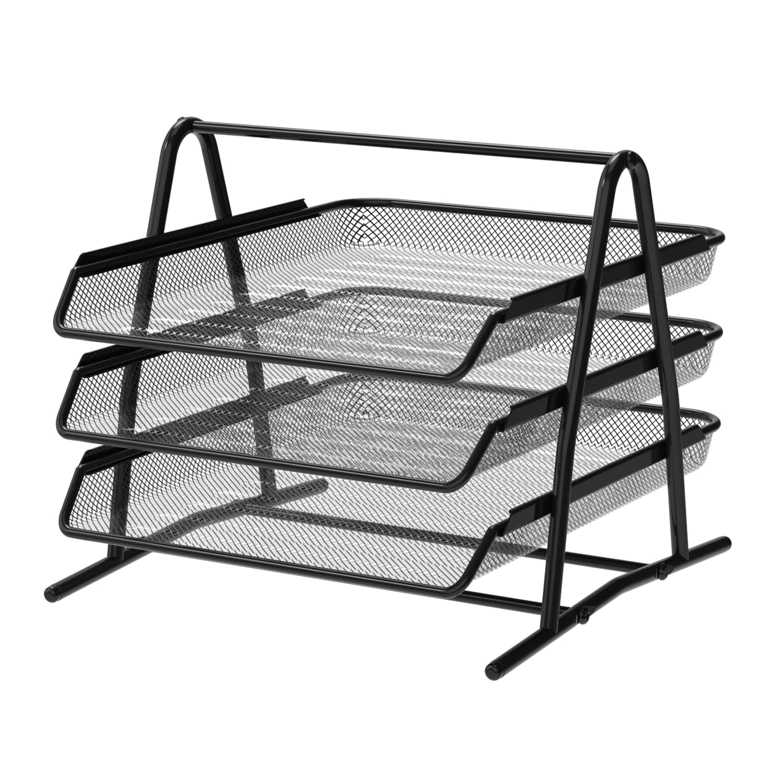 Detectalia Dokumentenablage aus Metall 3 Fächer Schwarz. Briefablage für A4 Dokument, Schreibtischablage, Aktenschränke, Computertisch, Schubladenorganisator, Schwarzes Metallgittermaterial Angebot bei HelloDeals