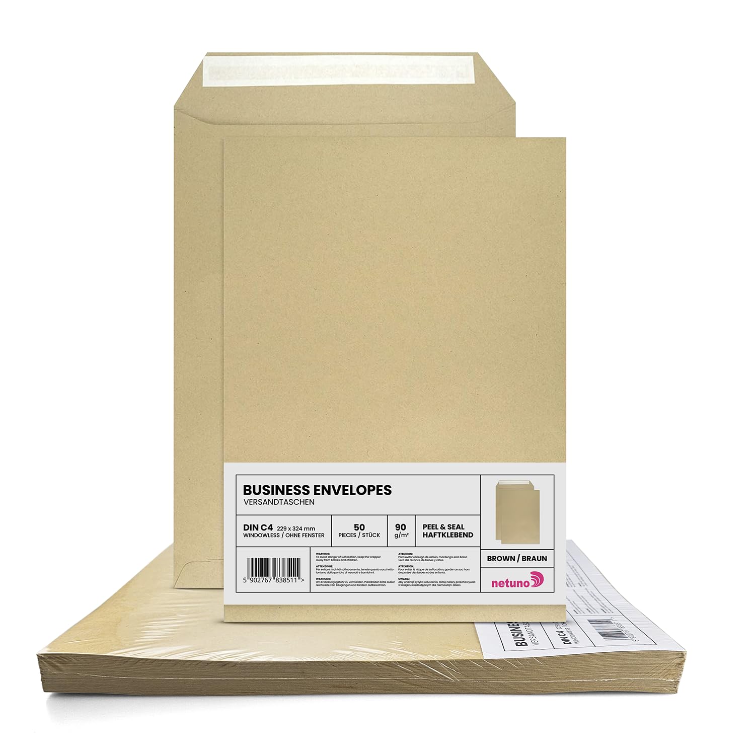 Netuno 50x Versandtasche DIN C4 Braun 229 x 324 mm 90g große Briefumschläge ohne Fenster gerade Klappe Haftklebung Umschläge Maxibrief A4 Briefkuverts Großbrief Kuverts envelope big Braun C4 50 Stück Angebot bei HelloDeals