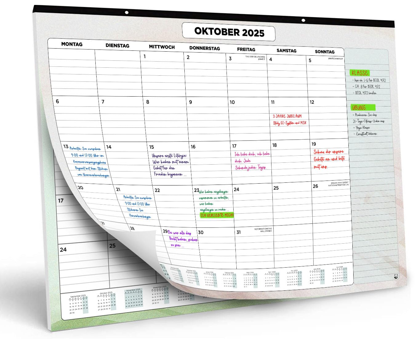 Wandkalender 2025-2026 von SmartPanda - Kalender 2026 - Monatskalender für den Tisch Von August 2025 bis Dezember 2026 - Ein Monat zur Ansicht - 33 cm x 43 cm - auf Deutsch Angebot bei HelloDeals