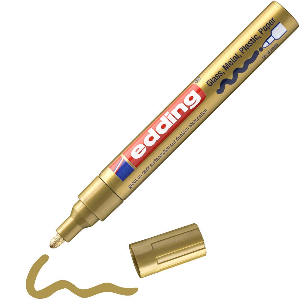 edding 750 Glanzlackmarker - gold - 1 Lackmarker - Rundspitze 2-4 mm - Lackstift für Glas, Stein, Holz, Kunststoff und Papier - wasserfest, stark deckend 1 Stift - Gold Angebot bei HelloDeals