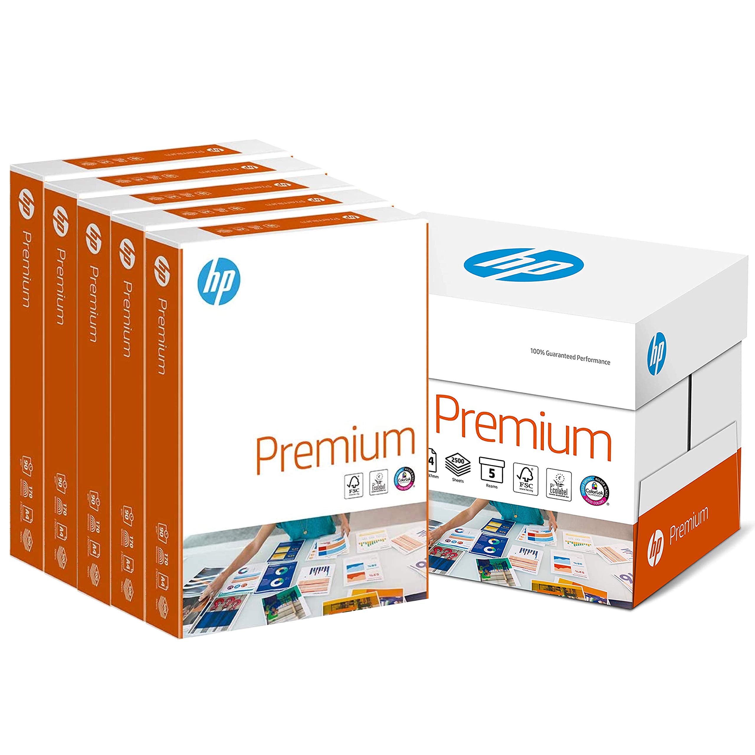 HP Premium Druckerpapier CHP 852 - 90 g, DIN-A4, 2.500 Blatt (5x500), weiß, Extraglatt Angebot bei HelloDeals