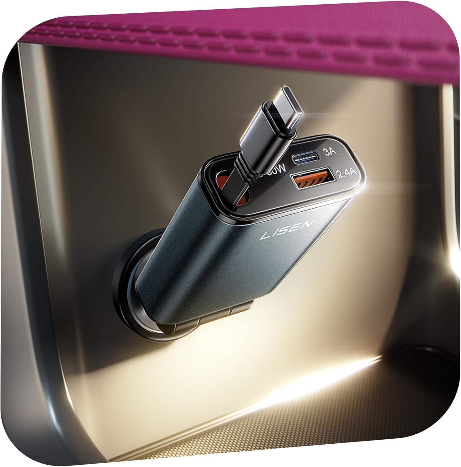 LISEN 57W Zigarettenanzünder USB C, KFZ Ladegerät USB C, Auto Ladegerät, 12V USB Adapter Auto - [KOMPAKT 2025] Ladekabel Auto, Car Charger für iPhone 17 Pro Max Air 16 15 Xiaomi Galaxy S25 Ladegeräte Space Gray Angebot bei HelloDeals