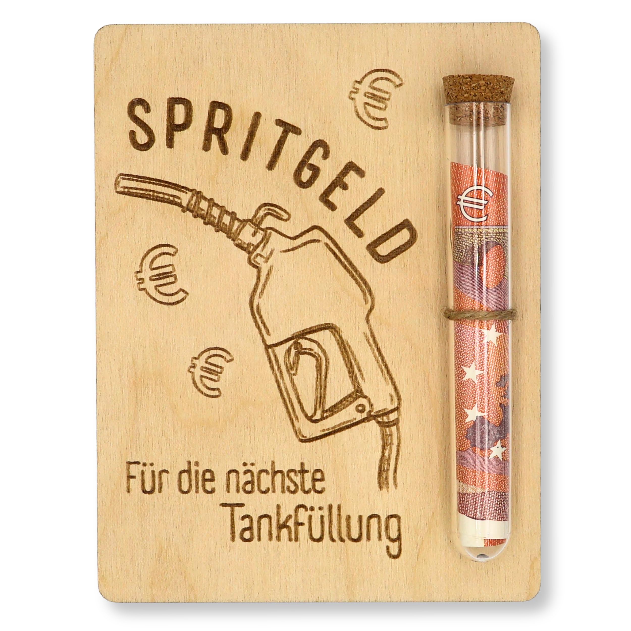 ZUKLA Tankgutschein Geschenk - 13 x 10 cm - mit Reagenzglas - Spritgeld Geldgeschenk Verpackung - Holz - Geschenkgutschein zum Tanken - Führerschein Bestanden Geschenk Angebot bei HelloDeals