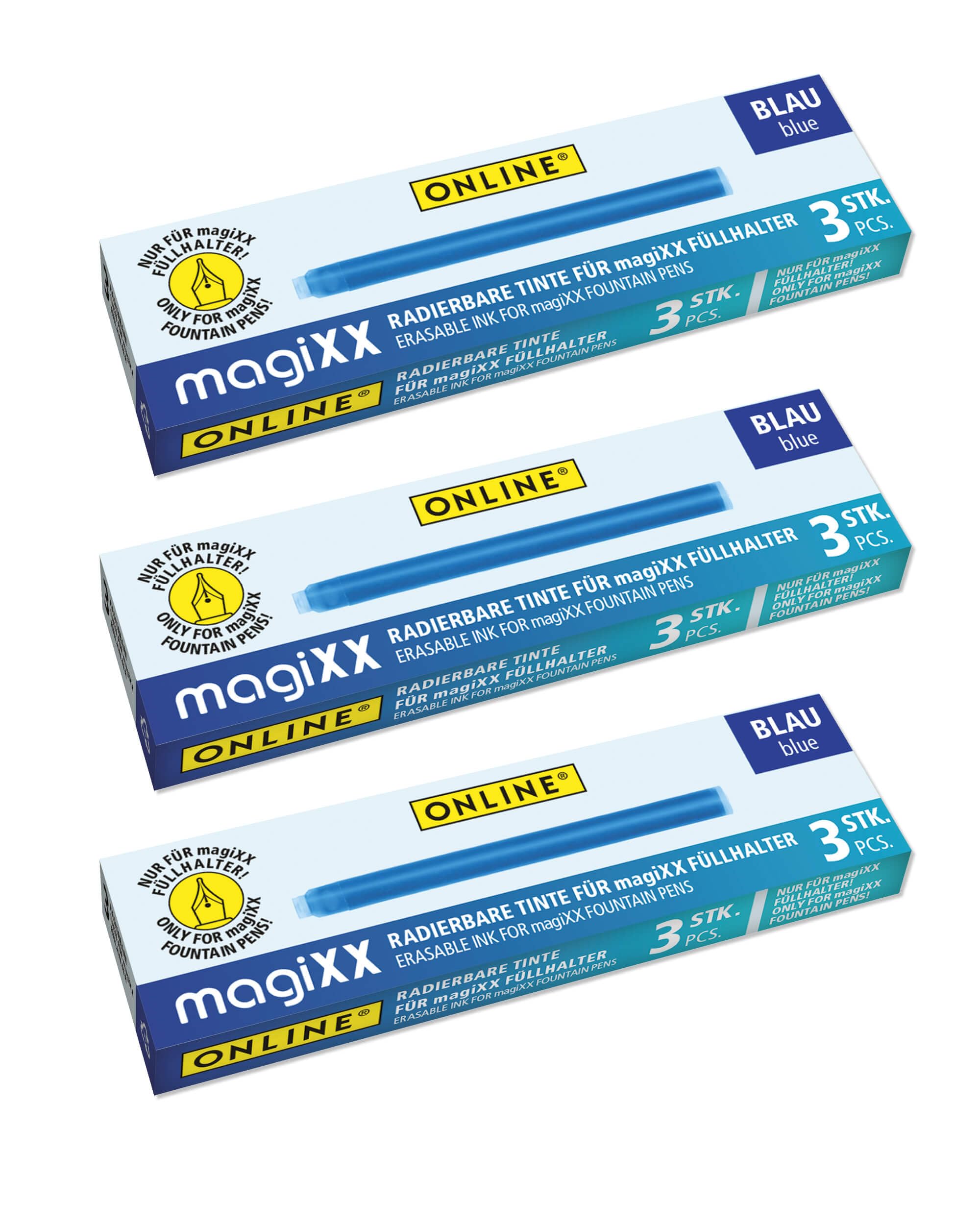 Online magiXX 9x radierbare Tintenpatronen für magiXX Tintenpatronen-Füllhalter I Vorteilspack Nachfüll-Patronen königsblau I erasable Fountain Pen I radierbare Tinte Tintenpatronen Vorteilspack Angebot bei HelloDeals