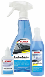 SONAX WinterFitSet (3-teilig) gegen Eis, Frost & schlechte Sicht, Scheibenenteiser (500 ml), Schlossenteiser (50 ml) & AntiFrost+KlarSicht Konzentrat (250 ml) | Art-Nr. 03319000 Angebot bei HelloDeals