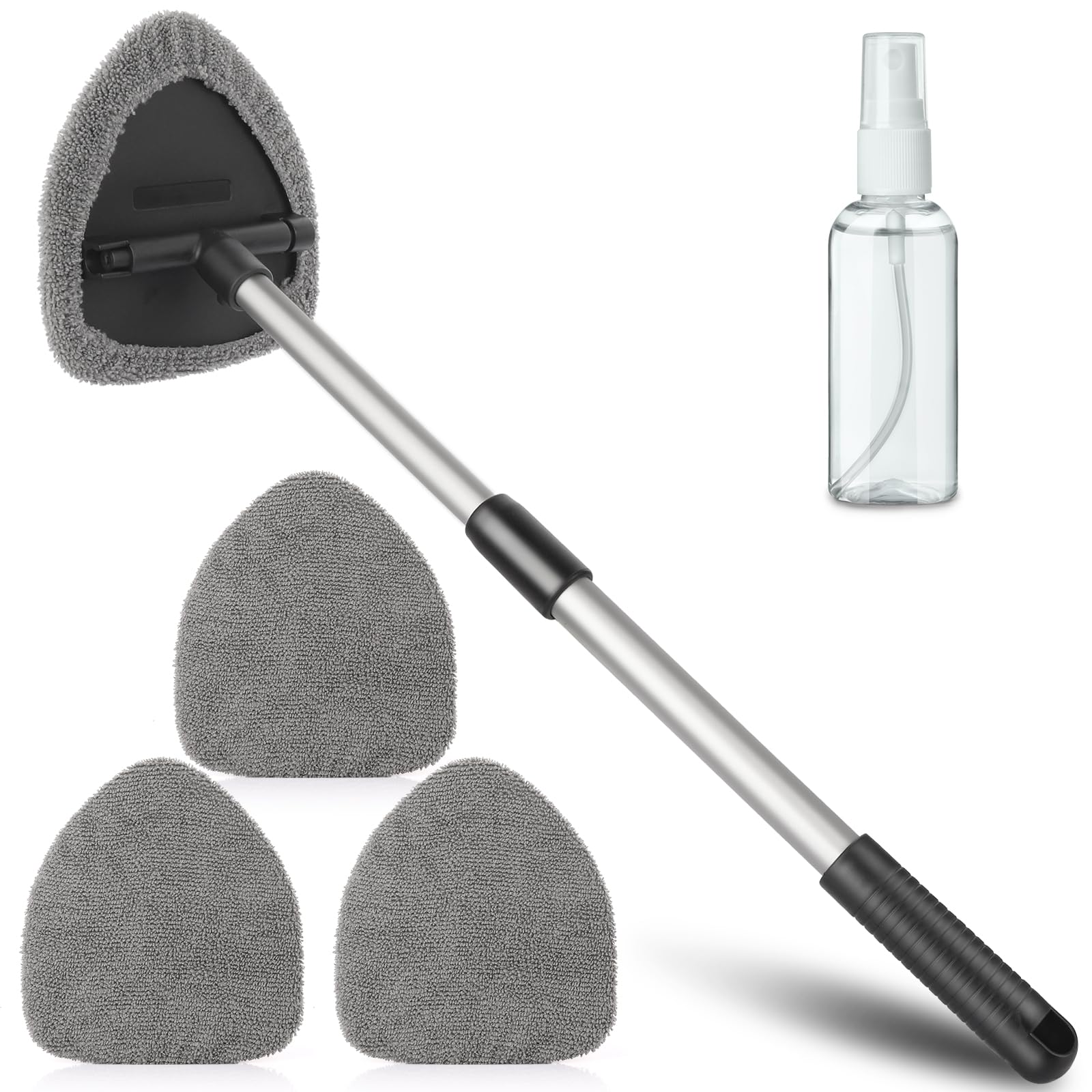 Funyord Scheibenreiniger Auto, Autoscheiben Innenreiniger, Erweiterbares Windschutzscheiben Reiniger mit 4 Mikrofaserpads, Multifunktionaler Auto Fensterwischer Kit Grau-Dreieck Angebot bei HelloDeals