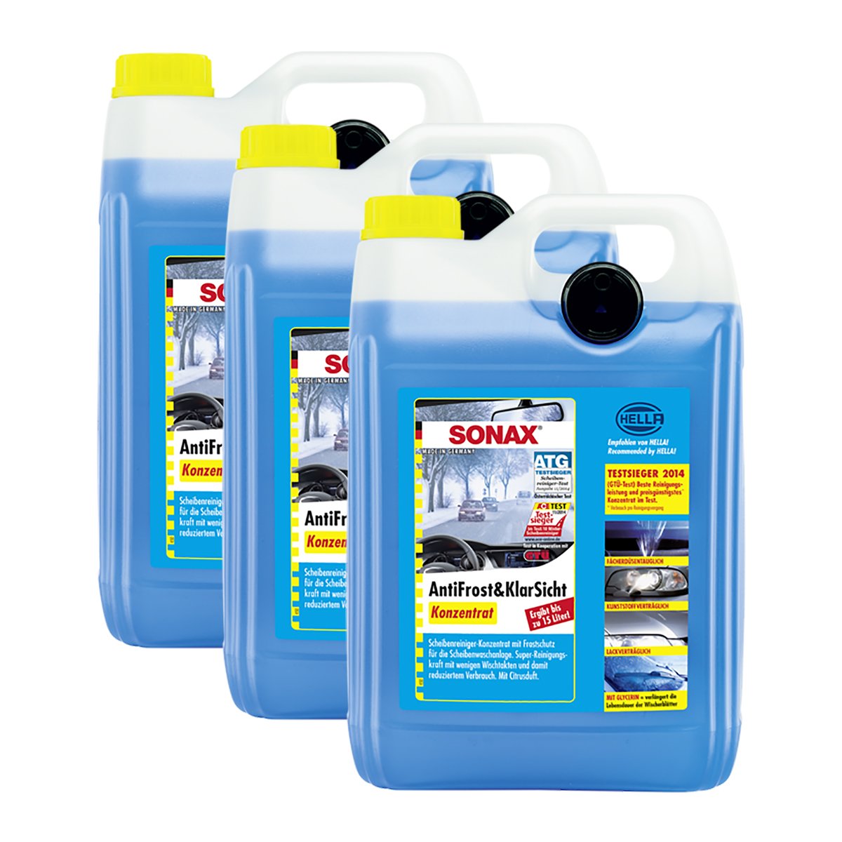 SONAX 3X 03325050 AntiFrost&KlarSicht Konzentrat Frostschutz Waschanlage 5L Angebot bei HelloDeals