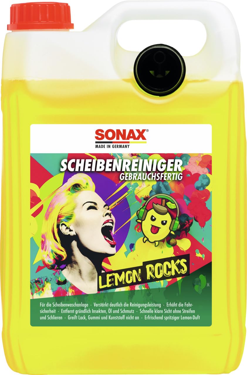 SONAX ScheibenReiniger gebrauchsfertig Lemon Rocks (5 Liter) entfernt Insekten-, Öl-, Silikon- und typische Straßenverschmutzungen | Art-Nr. 01605000 Angebot bei HelloDeals