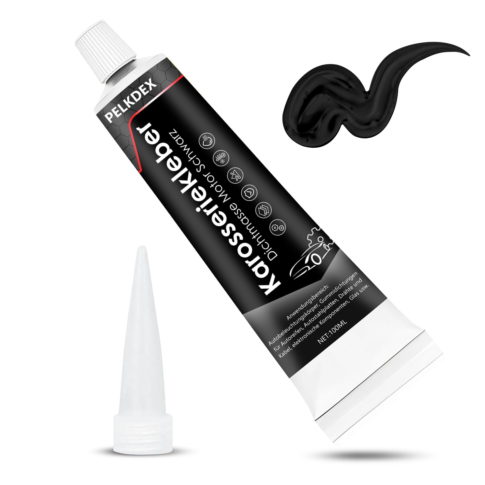 Karosseriekleber Schwarz, 100 ml Scheibenkleber Karosseriedichtmasse Auto, Schnelle Aushärtung, Hohe Temperaturbeständigkeit, Geeignet für Autotüren, Autofenster, Autodächer Angebot bei HelloDeals