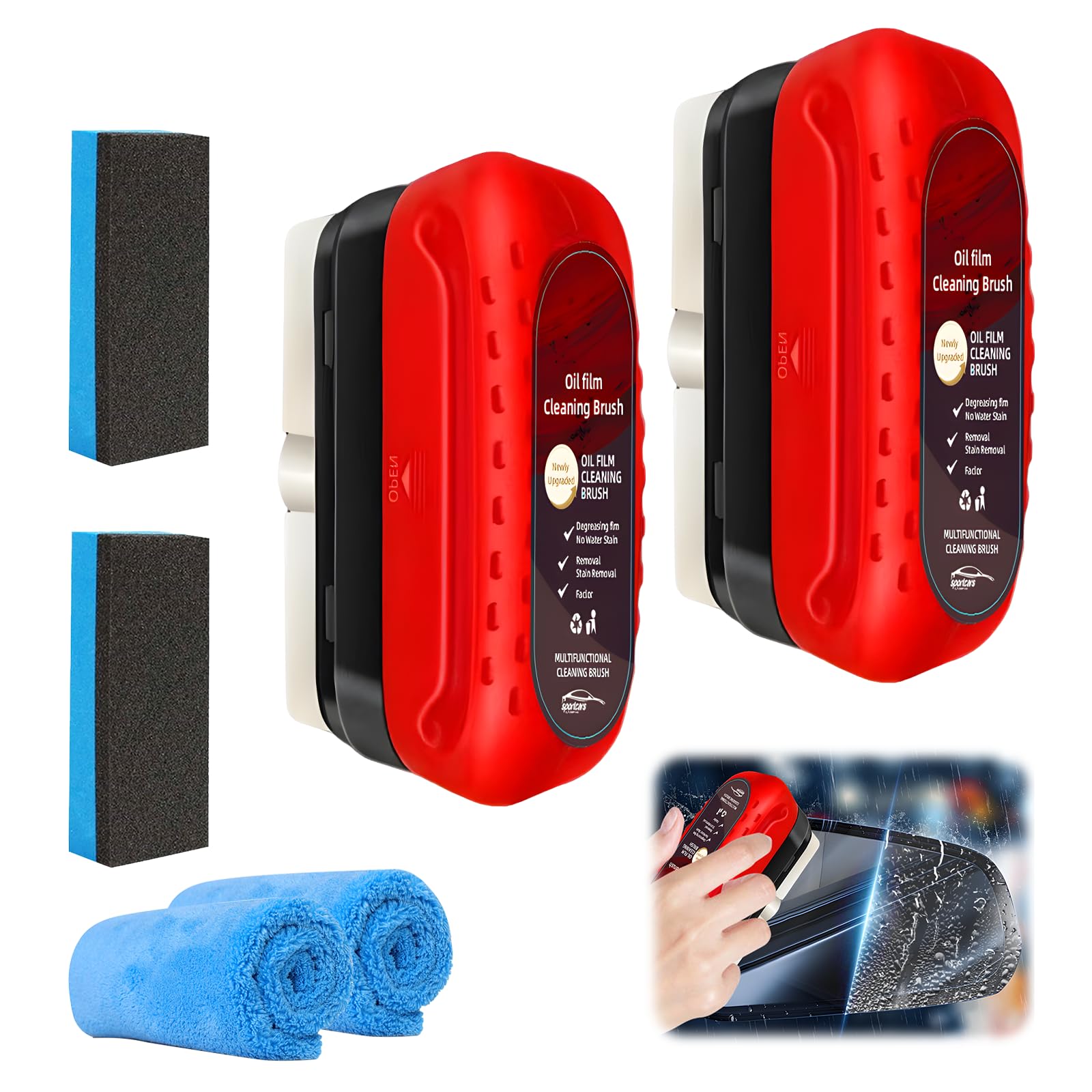 Homefantasy Ölfilmentferner Autoglas Für Antibeschlagmittel 2 Stück Entfernt Fettfilme und Wasserflecken Kfz ölfilm Reinigungsbürste Geeignet für Türen,Fenster,Badezimmerglas,Autospiegel Angebot bei HelloDeals