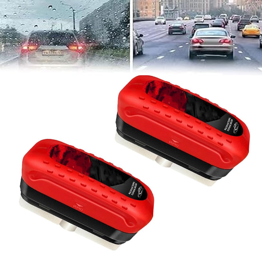 Automotive Oil Film Cleaning Brush,Glass Cleaning Board,Ölabweisende Folie für Autoscheiben,Hydrophobe Glasbeschichtung für Windschutzscheibe, Glasreinigungsbrett, Autoglas-Ölfilm-Entferner (2PCS) Angebot bei HelloDeals