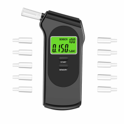 VIHBRAI Alkoholtester Polizeigenau, Hochpräziser Promillemessgerät mit 10 Mundstücken, Professioneller Alkoholtester mit LCD-Anzeige für den Fahrer Persönlichen und Professionellen Gebrauch Angebot bei HelloDeals