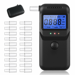 Vuxava Alkoholtester Digital Promillemessgerät mit LCD & 20 Mundstücken – Alkoholmessgerät für Zuhause & unterwegs inkl. Schwarze Kohlefaser Tragbare Tasche, tragbar & genau, wiederverwendbar Angebot bei HelloDeals