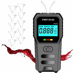 Alkoholtester, Alkoholtester Polizeigenau mit Halbleiter Sensorik und Digitaler LCD Bildschirm, Promillemessgerät, Atemalkoholtester mit 10 Mundstücken, Tragbarer Alkomat für den Heim Partygebrauch Angebot bei HelloDeals