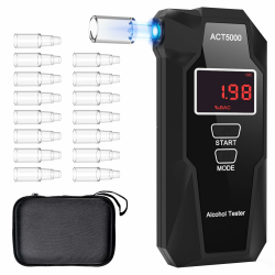 Swetfela Elektrochemischer Alkoholtester mit 15 Mundstücken & Tragetasche - UK Brennstoffzellen-Sensor Professioneller Atemalkoholmessgerät, Digitales LCD Messgerät, 50 Speicherplätzen Angebot bei HelloDeals
