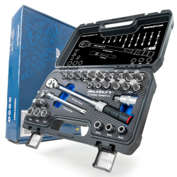 HASKYY Drehmomentschlüssel Set 3/8" 5-60Nm Motorrad Chopper Custom-Bike mit viel Zubehör wie Verlängerungsstange, Bits, Nuss-Einsätze, Adapter Angebot bei HelloDeals