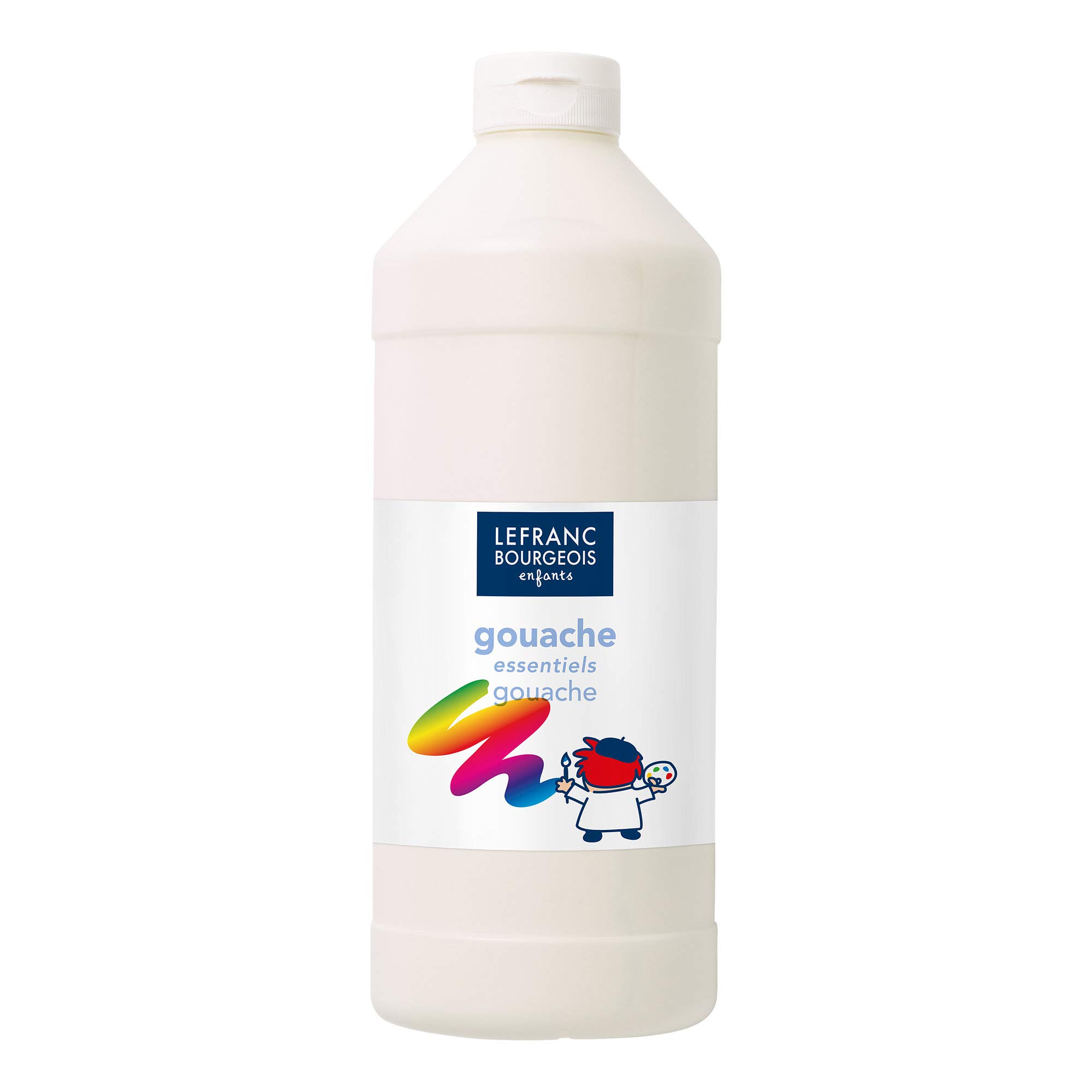 Lefranc Bourgeois 188524 Value Kinder Gouachefarbe auf Wasserbasis, leuchtende Farben, deckend, gebrauchsfertig, abwaschbar, Dosieröffnung, 1000ml Flasche - Weiß Weiß 1 Liter Gouache - Farbe Angebot bei HelloDeals
